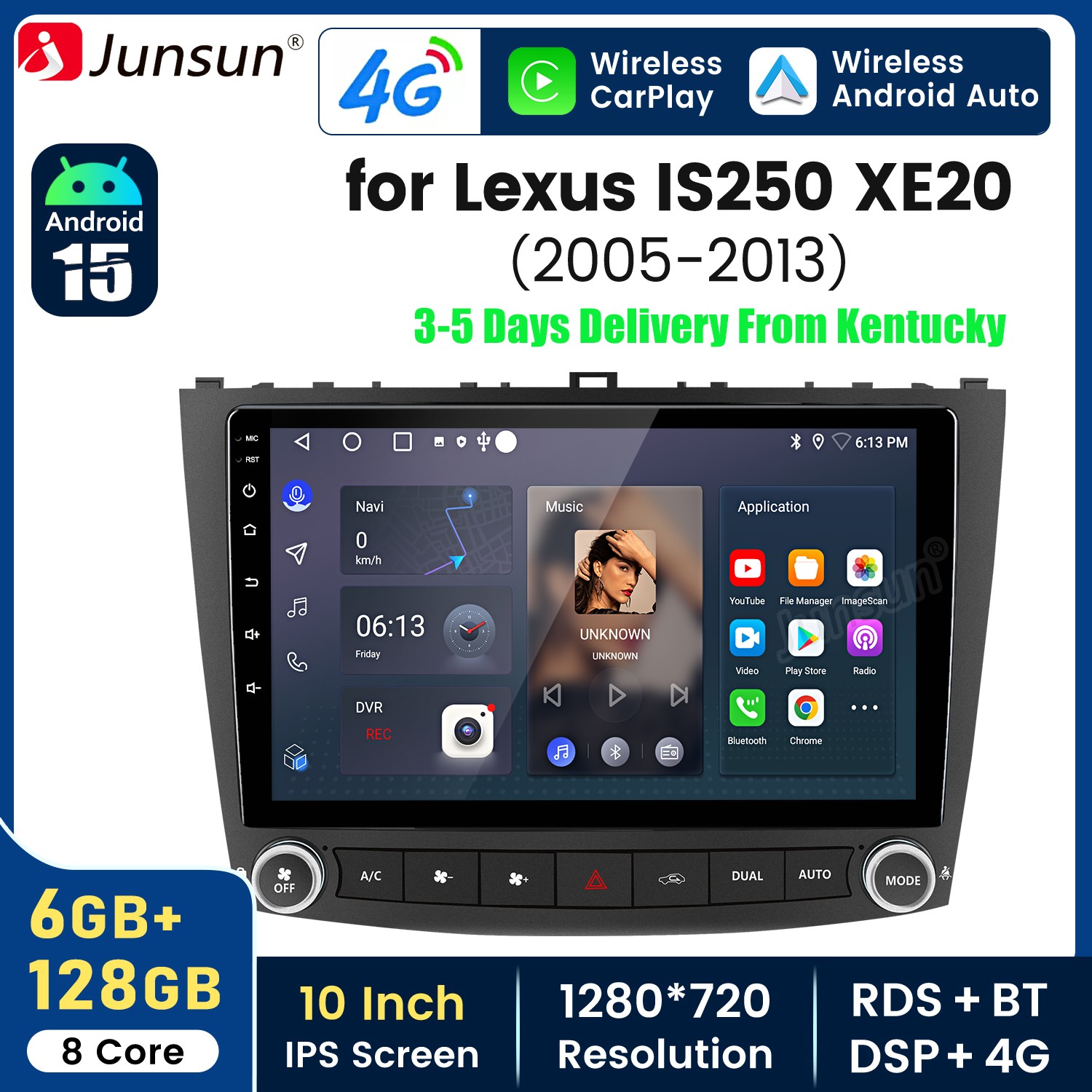 For Lexus IS250 IS350 2005-13 6+128G Android15 Carplay Car Stereo Radio GPS Navi