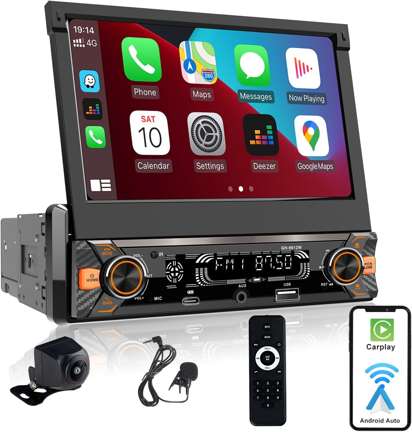 Car Stereo Radio 7″ Fold Out Touch Screen Bluetooth USB AUX MP5 USB Single DIN