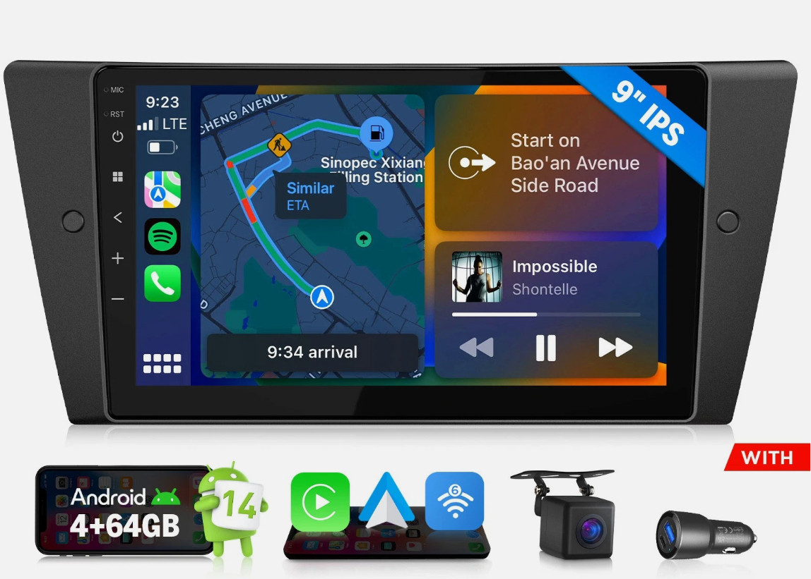9Inch Head Unit For BMW E90 E93 2005-2011 Car Radio Stereo GPS Navi Carplay WIFI