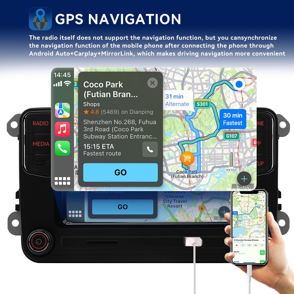 Noname RCD360 PRO RCD330 187B Android Auto Carplay Radio For VW Golf Tiguan US
