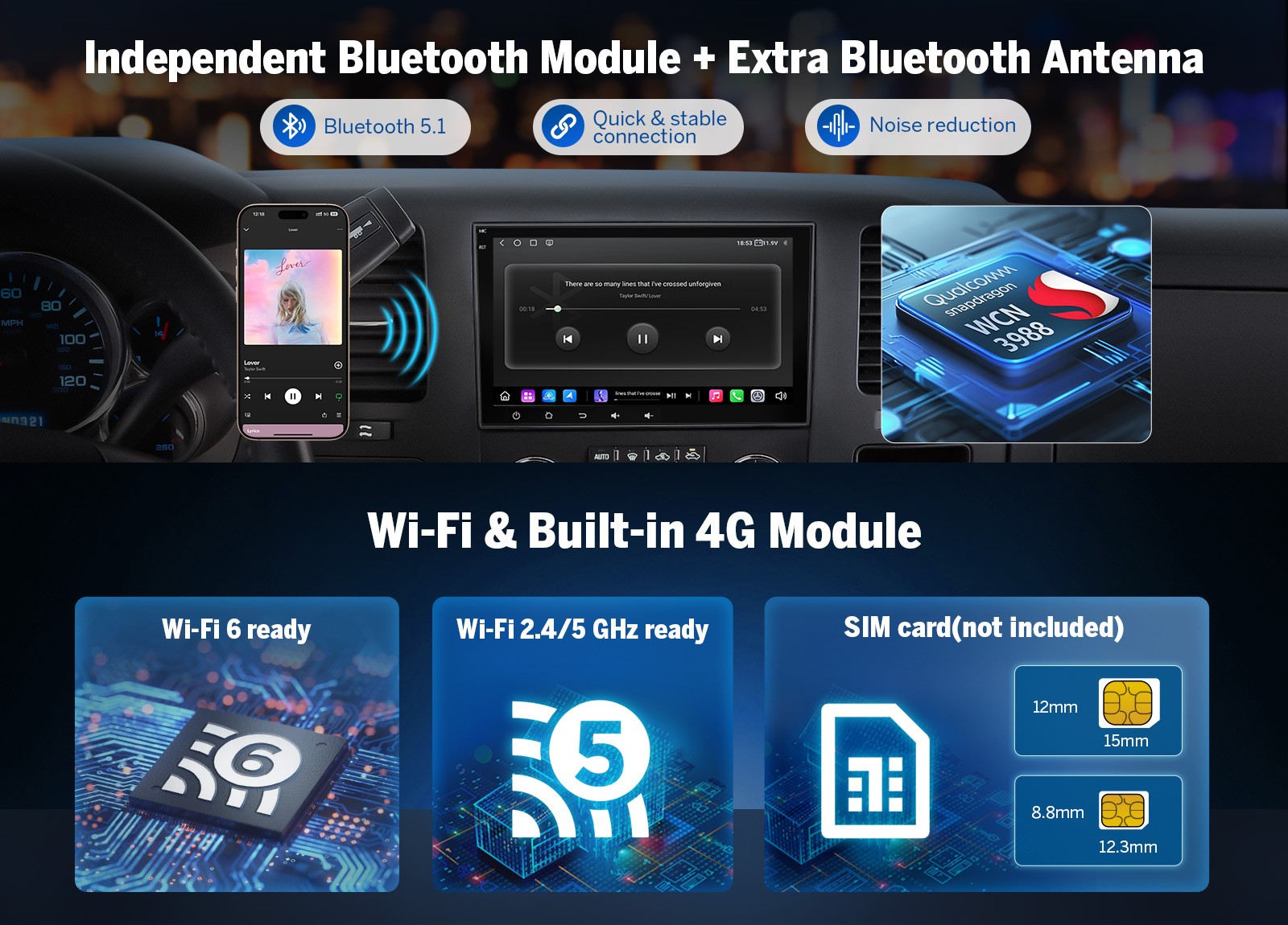 8″ Car Radio 8+128GB Android Auto Apple CarPlay For Yukon Tahoe Split Screen GPS
