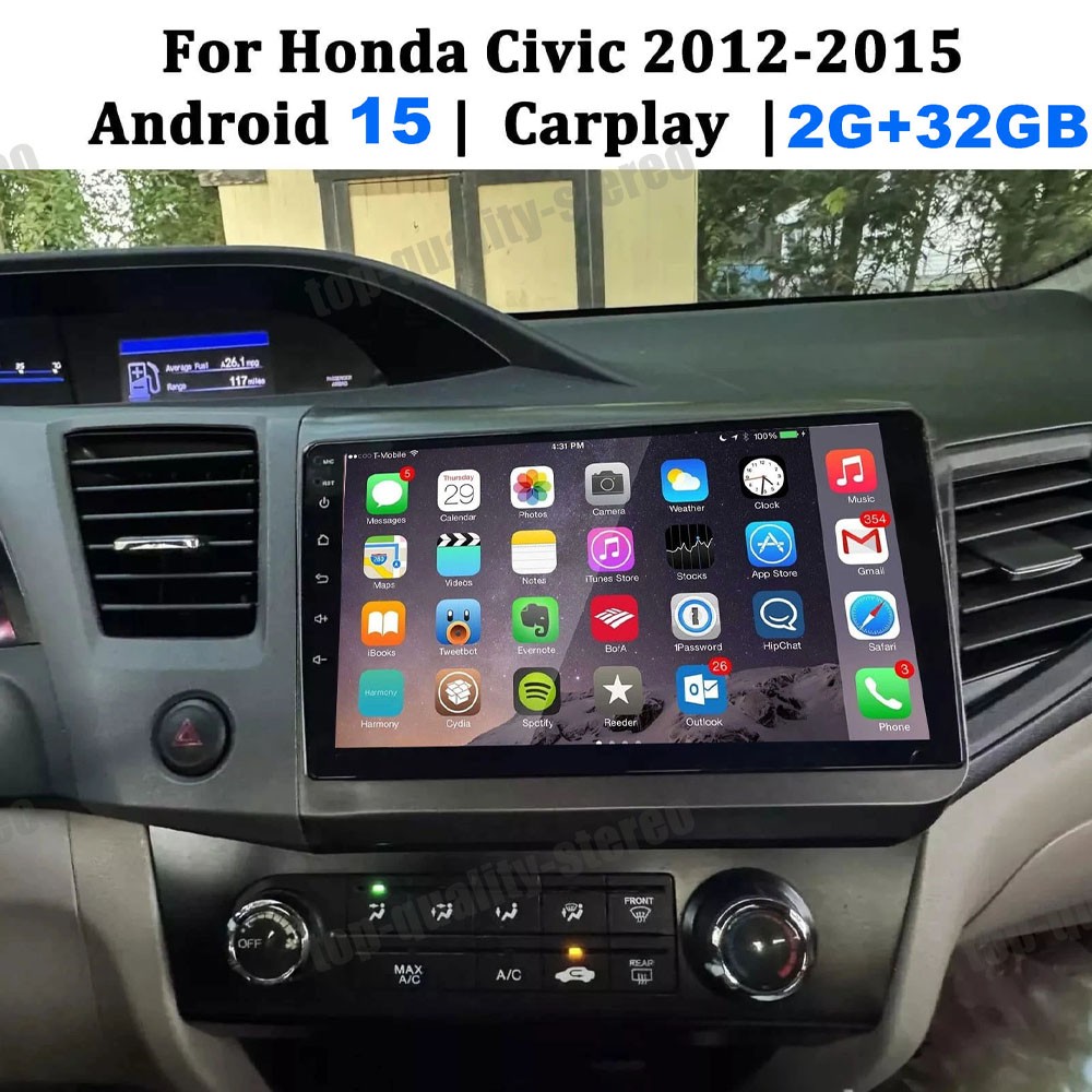 Apple Carplay For Honda Civic 2012-2015 Car Stereo Radio Android 15 GPS Nav WIFI