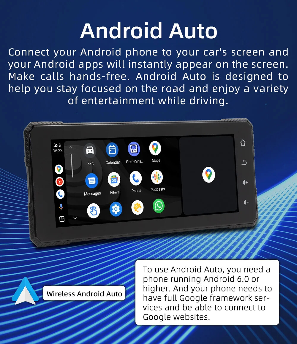 6.86 Inch Wireless Carplay Android AUTO BT Wireless Carplay Navigation Driving