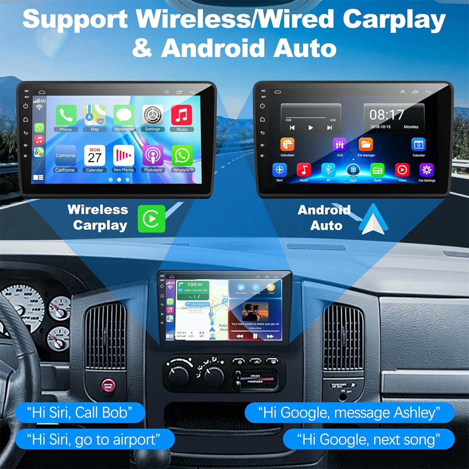 32G Android Carplay For Dodge RAM 1500 2500 3500 2003 2004 2005 Radio GPS Player