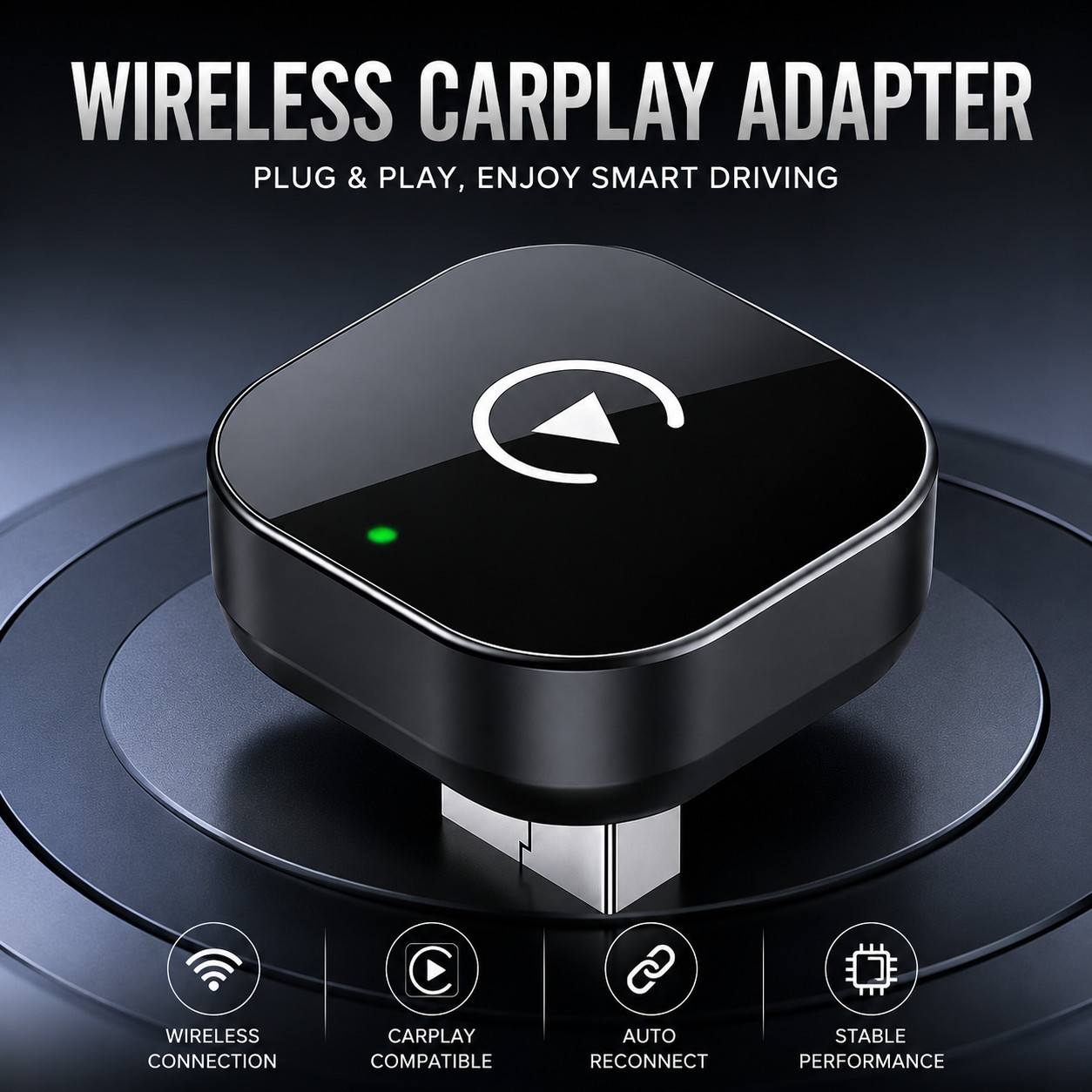 USB Wireless CarPlay Adapter for Apple iPhone & Android Auto Dongle Plug＆Play US