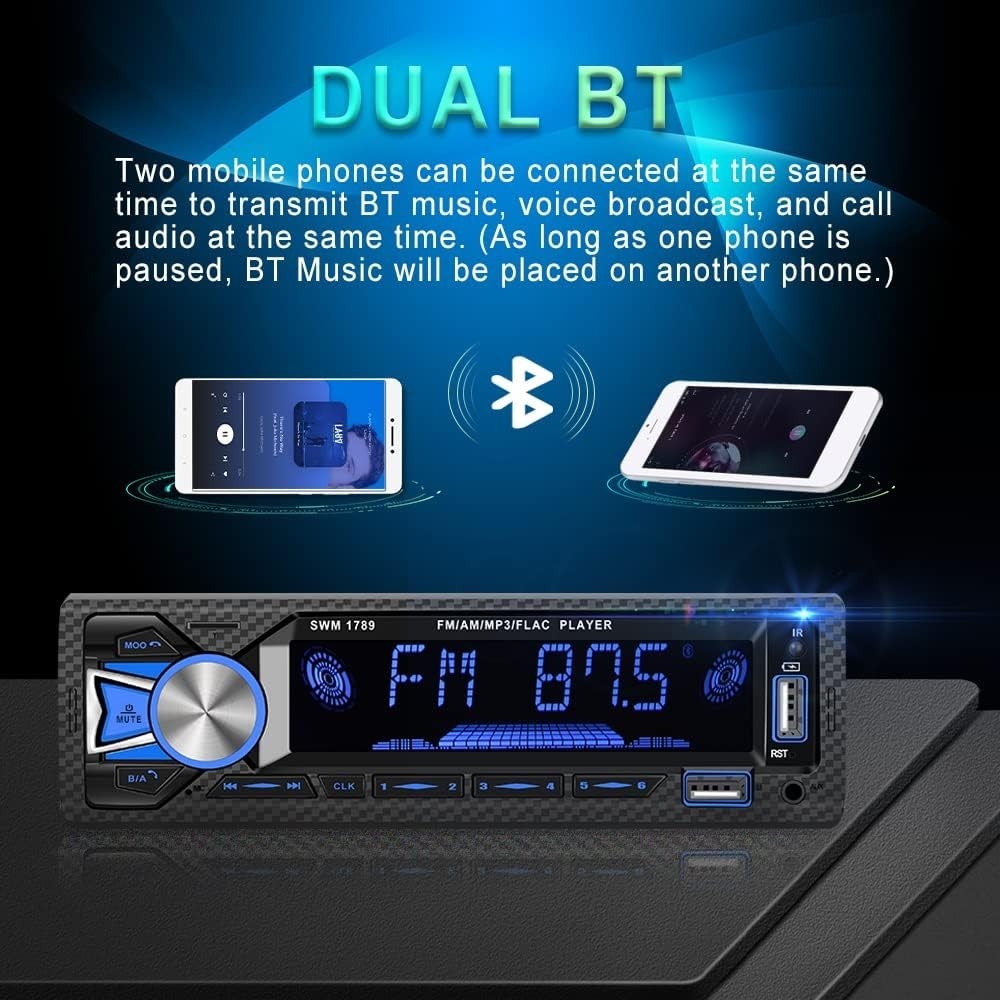 Digital Bluetooth Car Stereo – Single DIN FM Audio System with Dual USB Ports