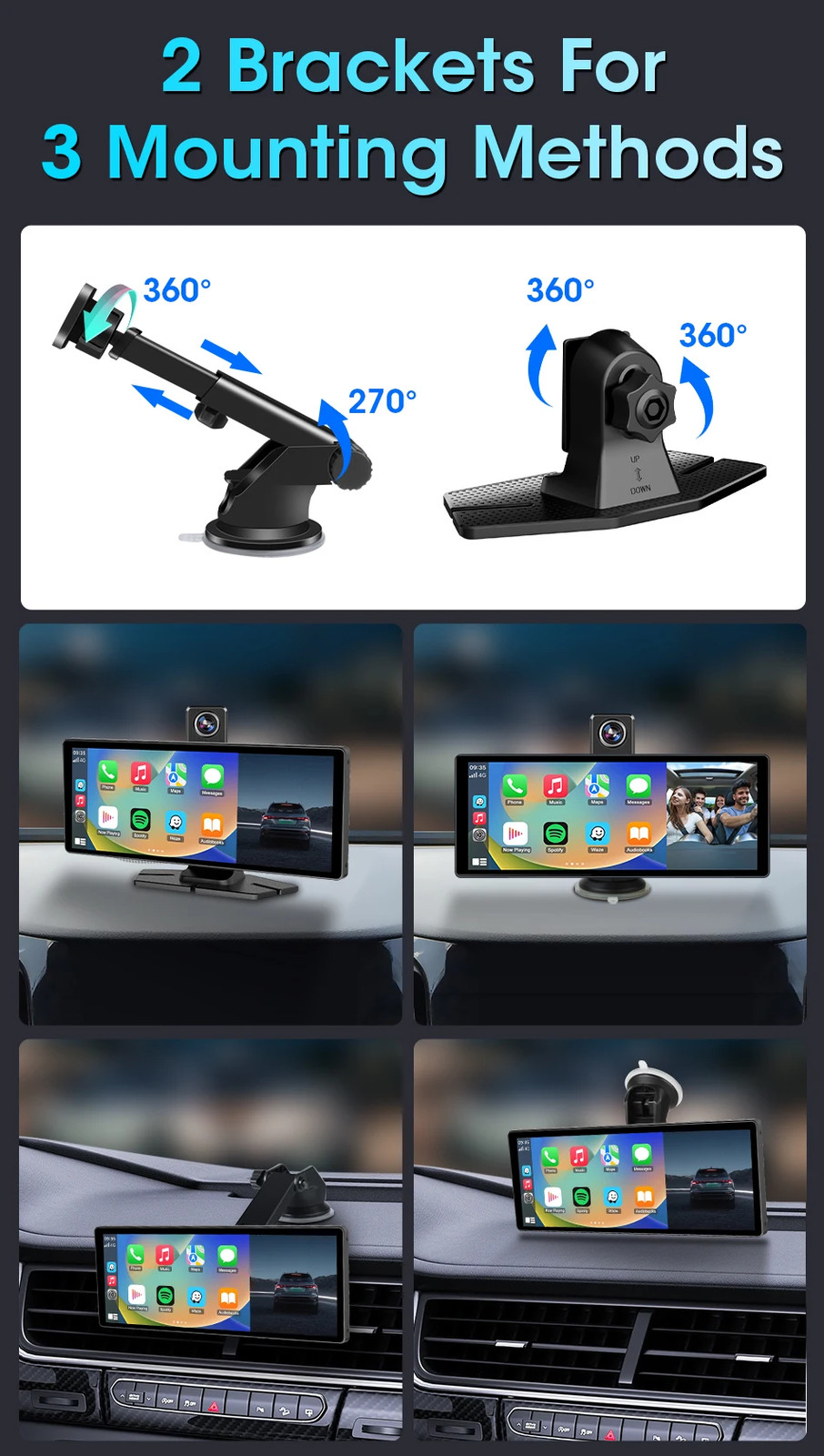 11.26″ 4K ADAS Dash Cam Display Wireless CarPlay Screen DVR Dual Recording Night