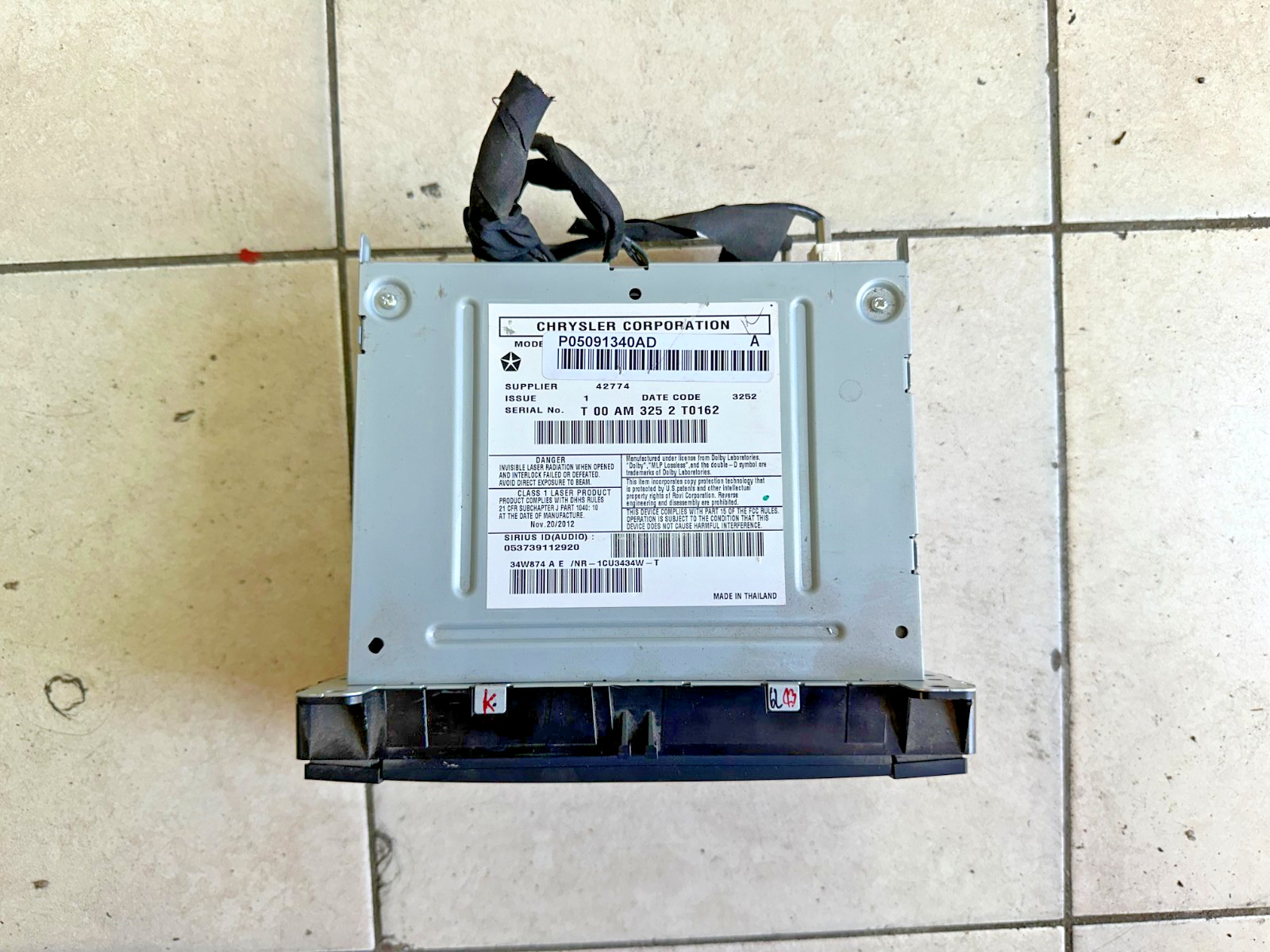 2013 JEEP GRAND CHEROKEE RADIO U CONNECT HEAD UNIT AUX RHB OEM 05091340AD