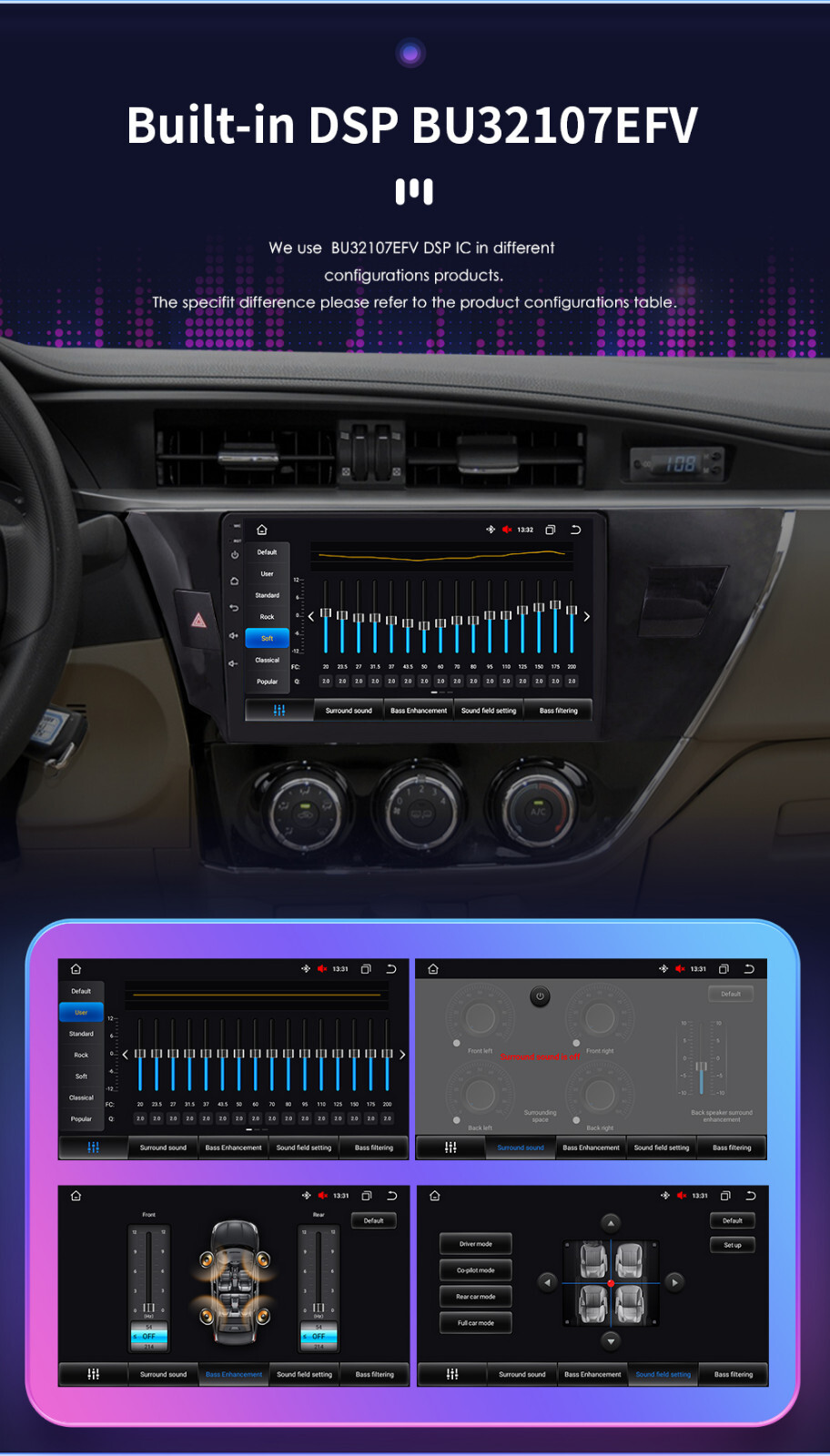 8+128G Fit 2014-2016 Toyota Corolla Android 13 Car Stereo Radio WiFi GPS CarPlay