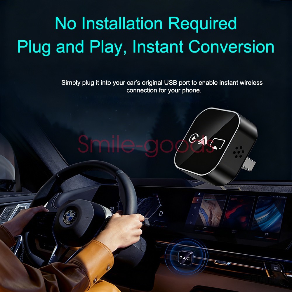 4in1 Wired to Wireless CarPlay Adapter for Apple iPhone Android Mirror Link