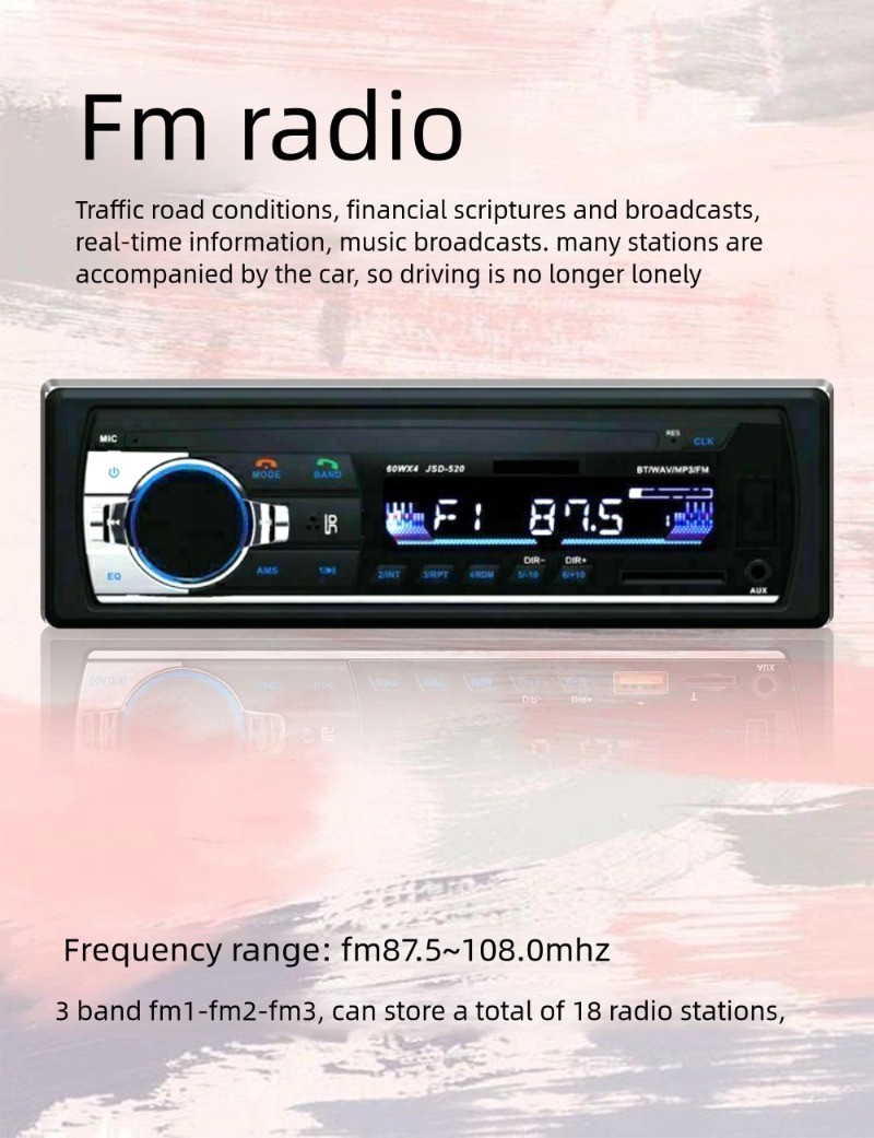 MP3 Radio Player Bluetooth Car Stereo Audio In-Dash FM Aux Input Receiver SD USB
