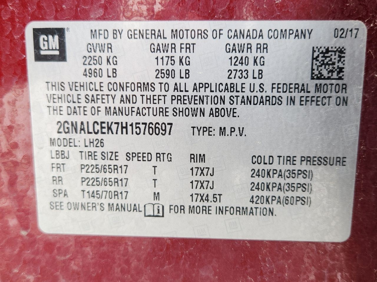 2016-2017 Chevy Equinox Radio Receiver AM FM MP3 USB Opt UFU ID 84064074