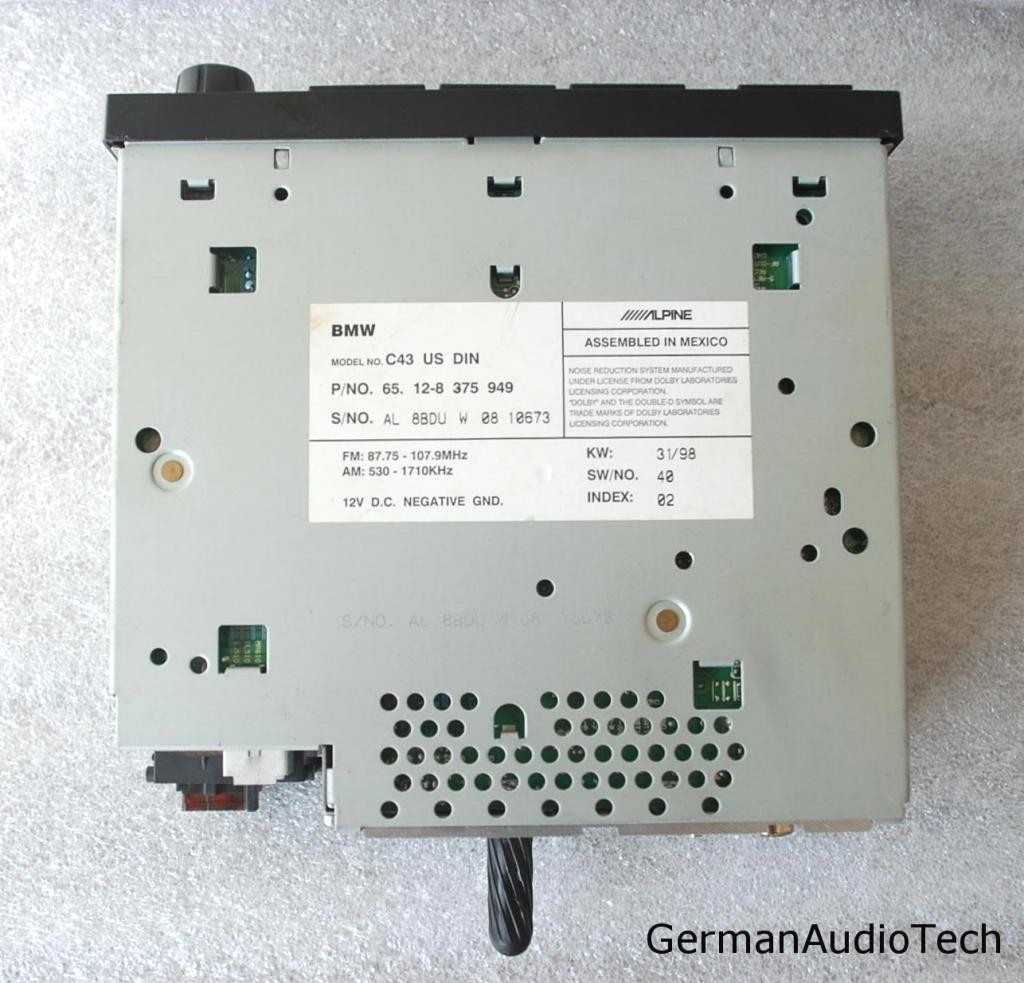 BMW BUSINESS C43 RDS RADIO CASSETTE E36 318 323 328 M3 Z3 C33 65.12-8 375 949