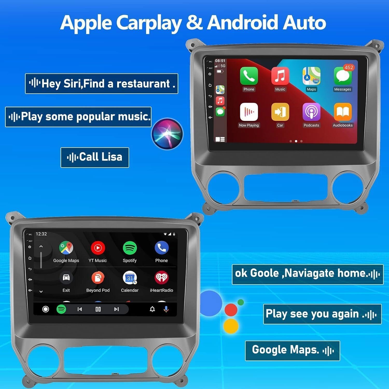 Android 13.0 Navi WIFI CarPlay Radio DSP For 2014-2018 Chevy Chevrolet Silverado