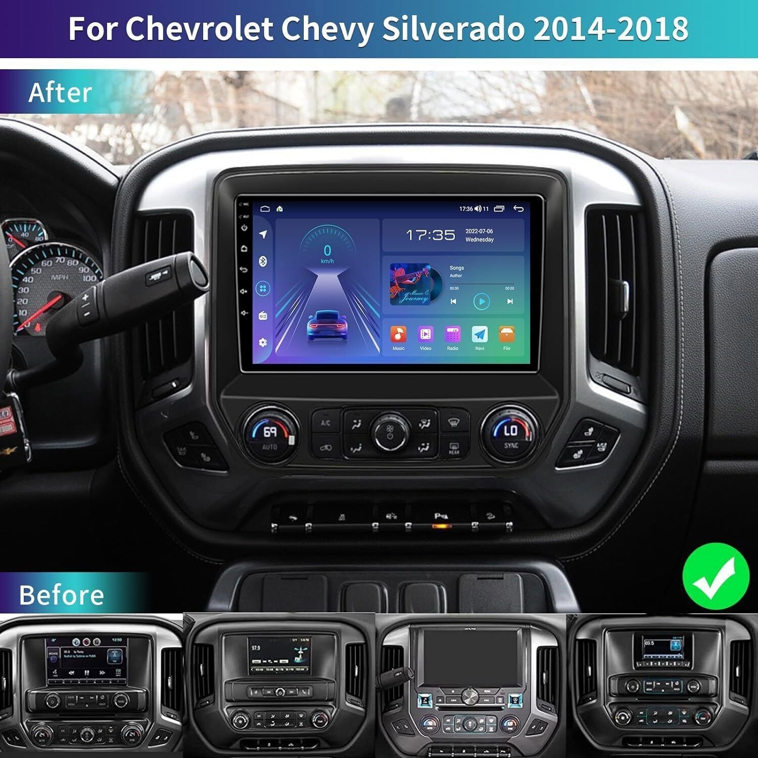 Android 13.0 Navi WIFI CarPlay Radio DSP For 2014-2018 Chevy Chevrolet Silverado