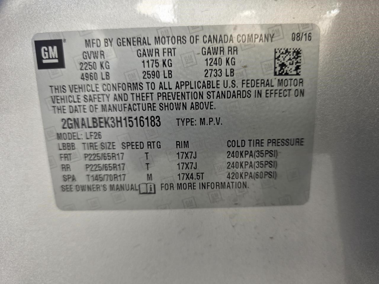 Audio Equipment Radio Receiver AM-FM-MP3-USB Opt Ufu Fits 16-17 EQUINOX 31555274