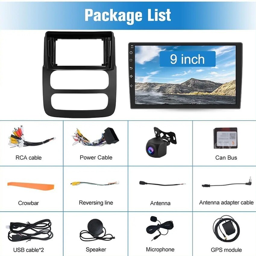 For 2002-2005 Dodge Ram Radio Carplay 4+64G 9in Bluetooth Touchscreen FM RDS