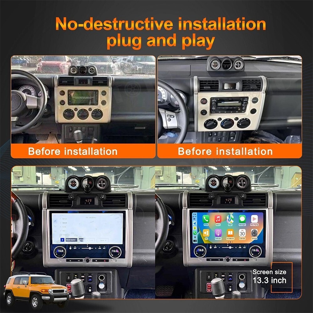 4+64G For 2007-2022 Toyota FJ Cruiser 13.3″ Carplay Stereo Radio Android 15 GPS