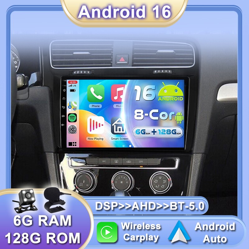 6GB+128GB Android 16 GPS Car Stereo For Volkswagen Golf 7 2012-2020 DSP Car play