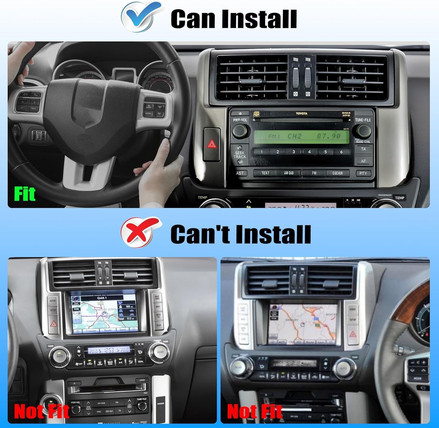 32G Carplay For 2009-2013 Toyota Land Cruiser Prado 150 Radio 9″ FM GPS BT NAVI