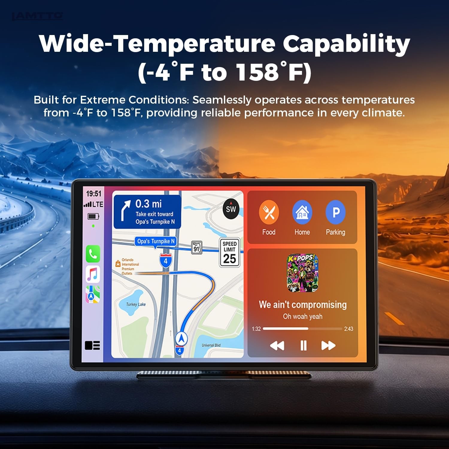 Portable 11″ Car Stereo Radio Wireless Apple Carplay/Android Auto Touch Screen