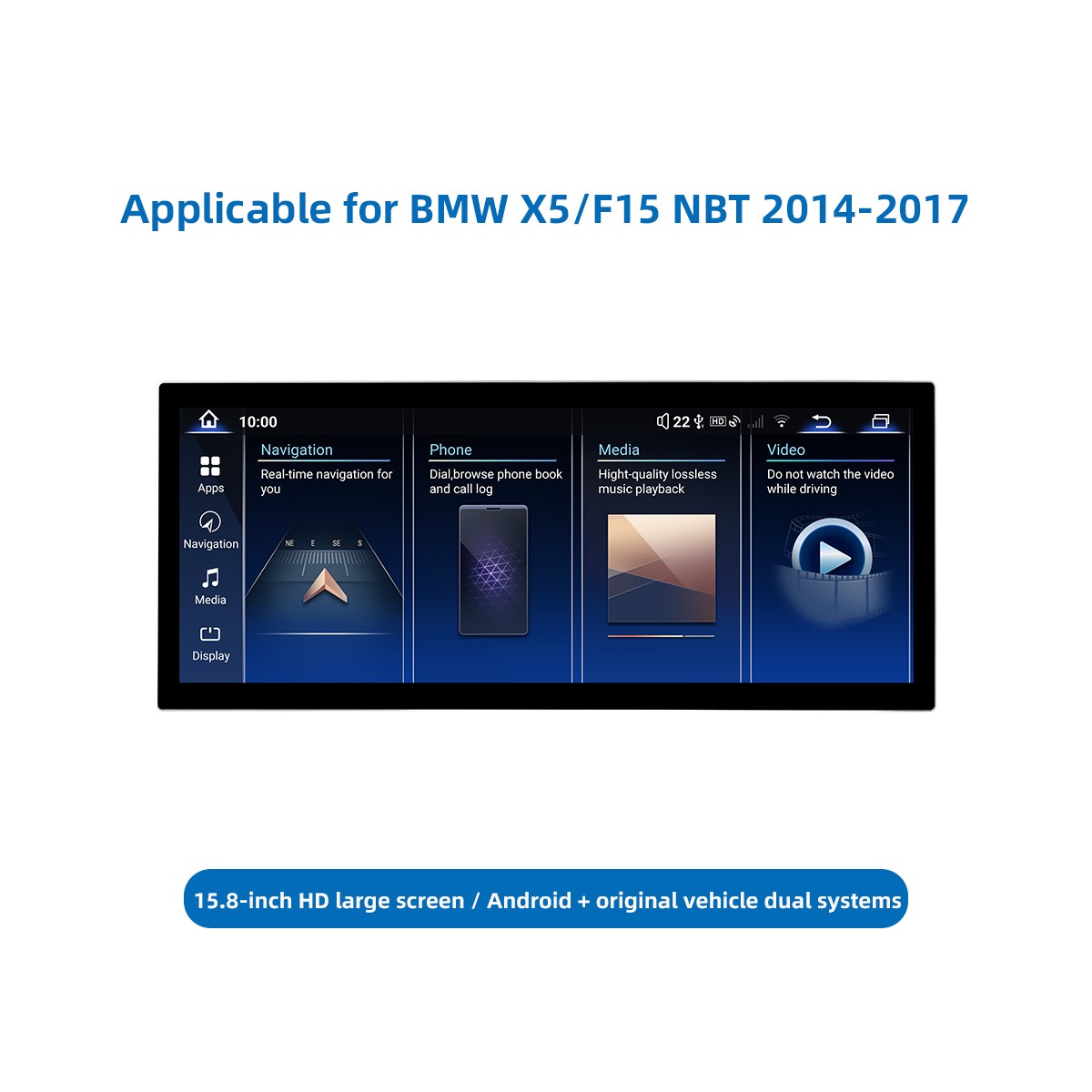 15.8″ Android 15.0 Radio Stereo GPS For BMW X5 X6 Apple Carplay With NBT System