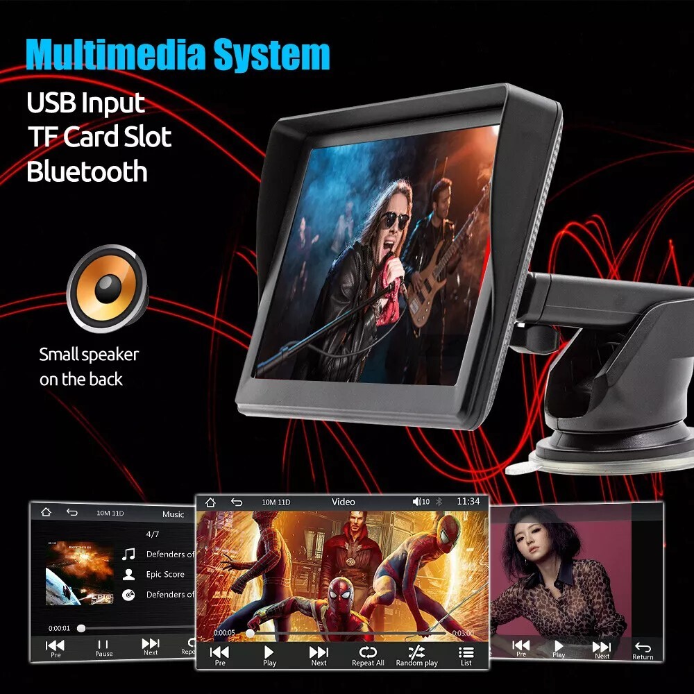 7″ Portable Wireless Car Stereo With Carplay Android Auto Play FM & Backup Cam