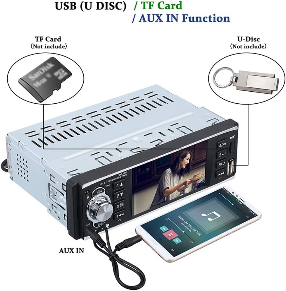 Single Din Car Stereo 4.1″ Touchscreen Bluetooth USB TF RDS Radio + Rear Camera