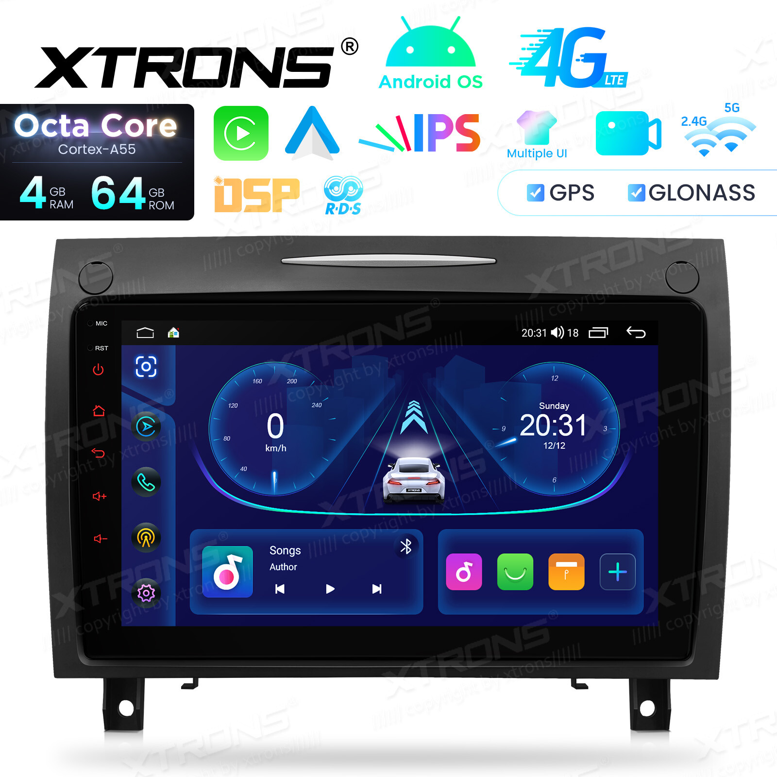 XTRONS 9″ Android 14 8Core 4+64GB Car Radio Stereo GPS for Benz SLK-R171 2004-11