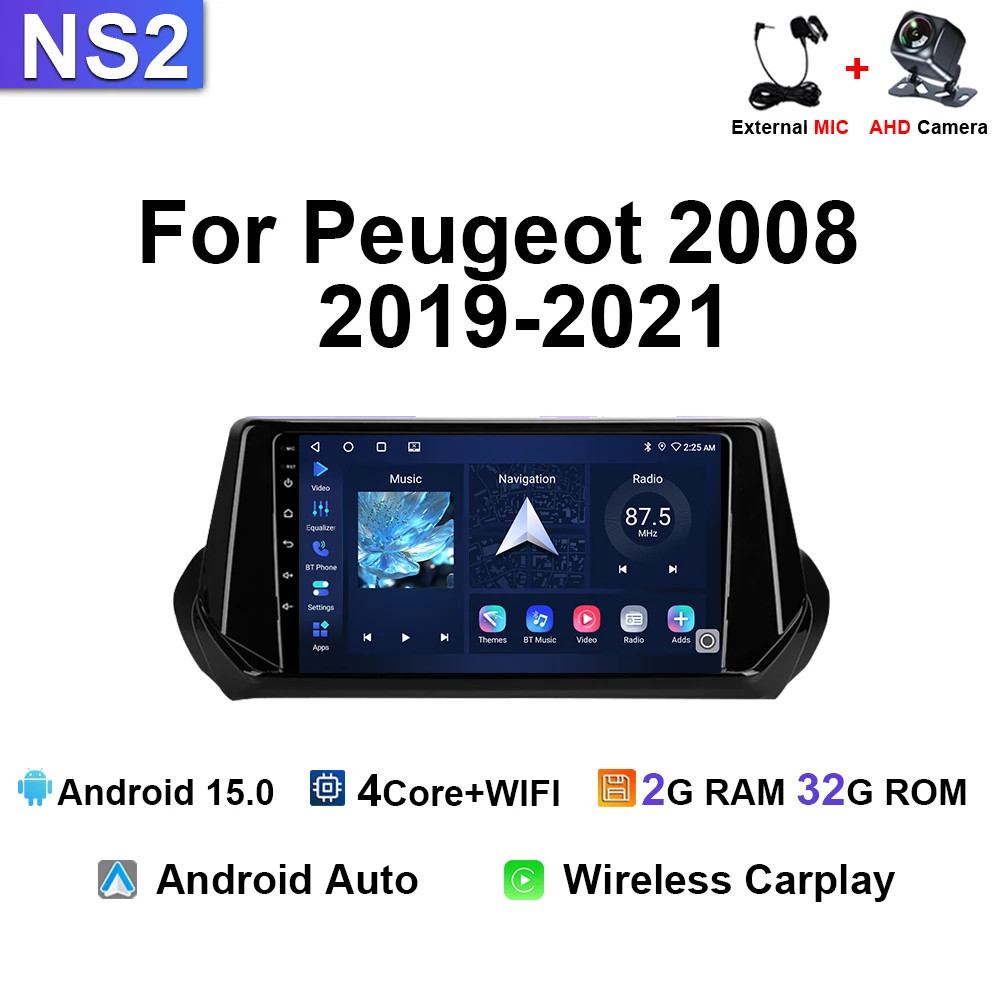 Carplay Car Radio For Peugeot 2008 208 2019-2021 Android Video Stereo Navi GPS