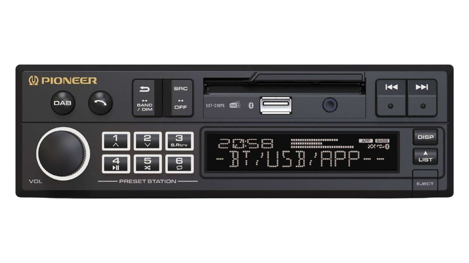 Pioneer SXT-C10PS DAB+ Bluetooth 1-DIN Retro Car Stereo Tape Deck Style Head Uni