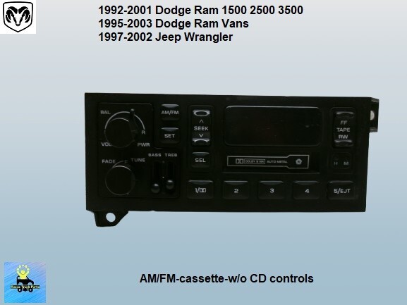 04858556AD 92-01 Dodge Ram Dakota Cherokee Wrangler Stereo Cassette Radio Player
