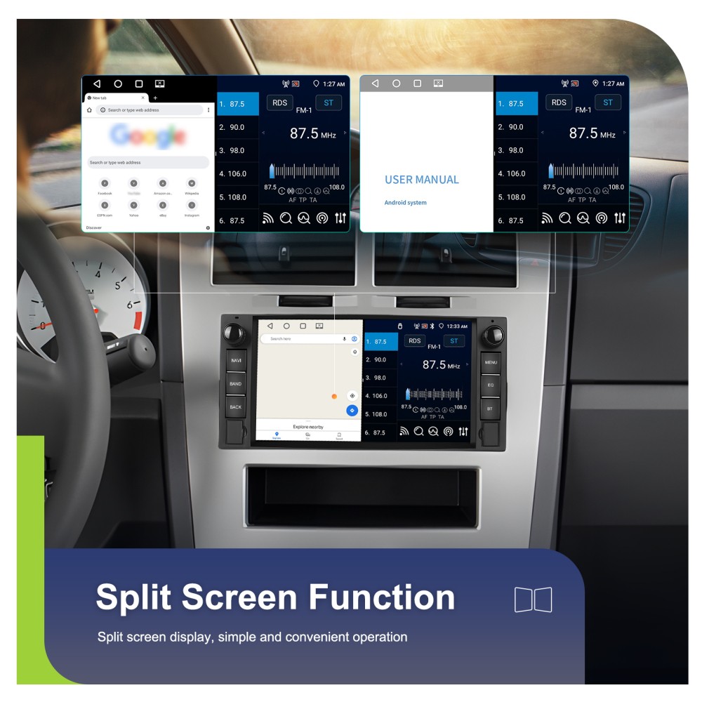 4+64GB For 2009-2012 Dodge Ram Android 15.0 Carplay Car Stereo Radio GPS Navi FM