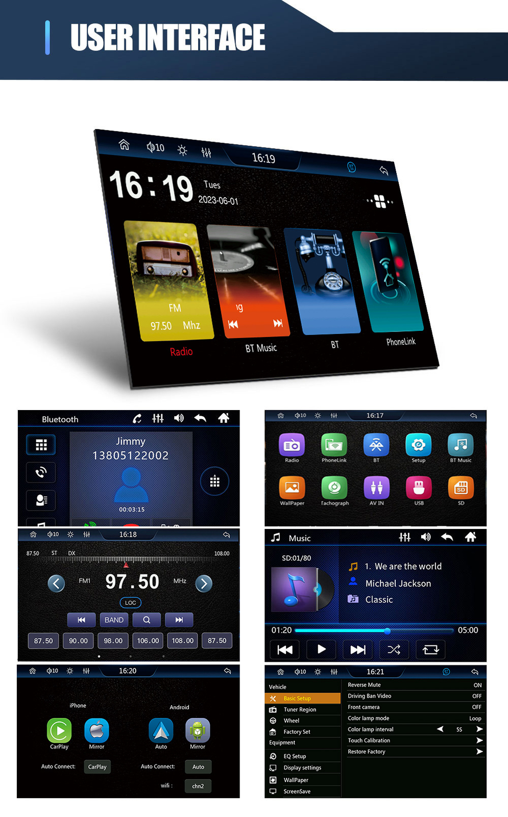Carplay Single 1DIN 7″ Flip Out Car Stereo Head Unit FM Radio USB TF with Camera