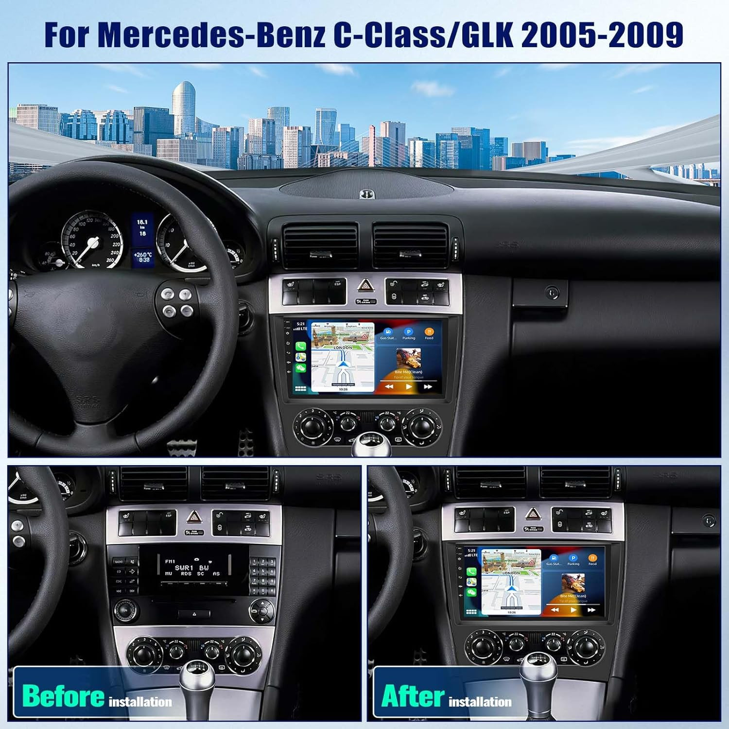 Android13 For Mercedes Benz C-Class W203 Car Stereo Radio GPS Navi CarPlay 128GB