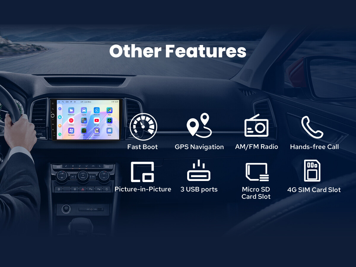 10.1″ 2.5D Curved Touchscreen Single Din Android 12 Car Radio with Qualcomm Chip