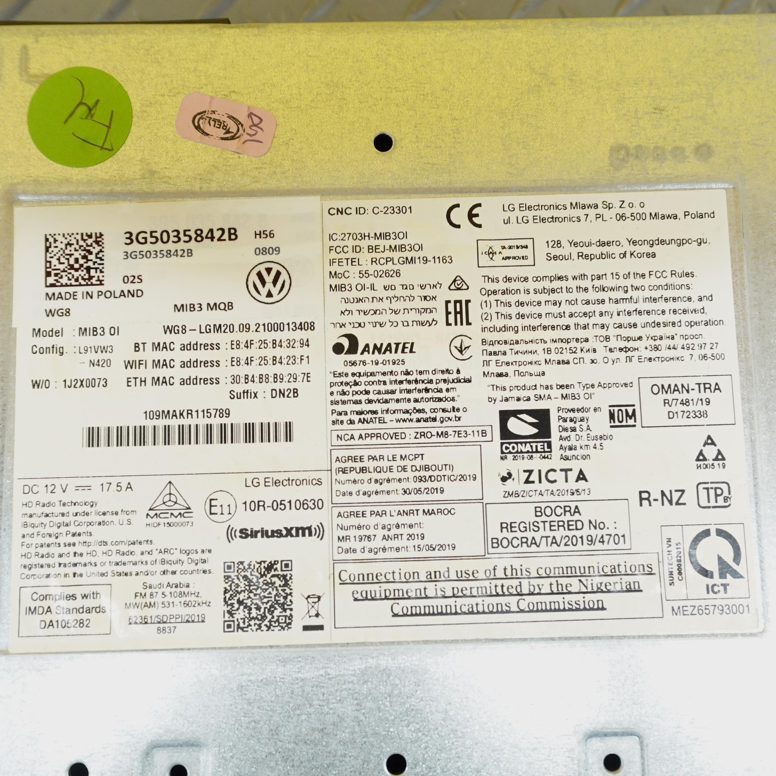 2022-2023 VOLKSWAGEN TAOS Dash Dashboard Audio Radio Receiver Control Module Oem