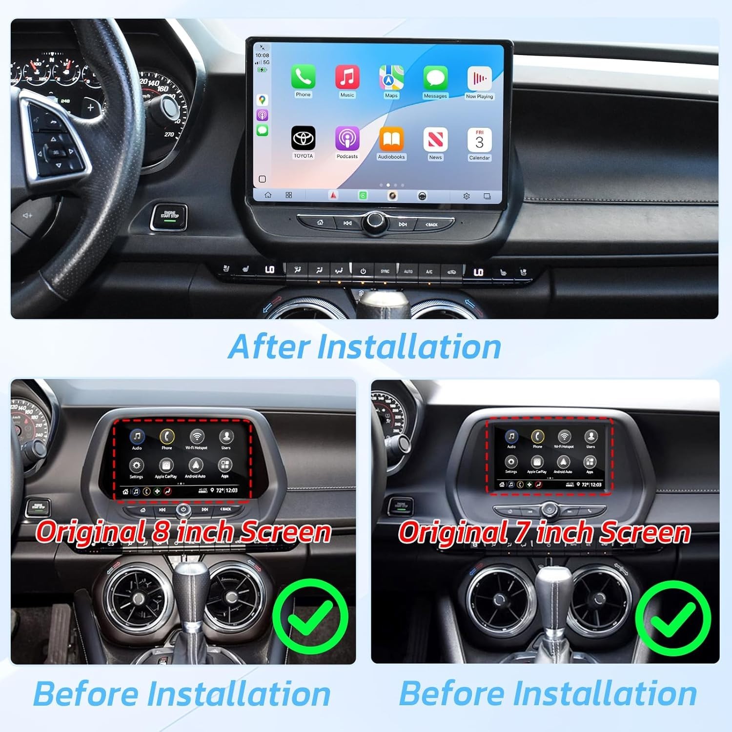 64GB Android 13 Car Stereo Radio GPS Apple Carplay Screen For Chevrolet Camaro