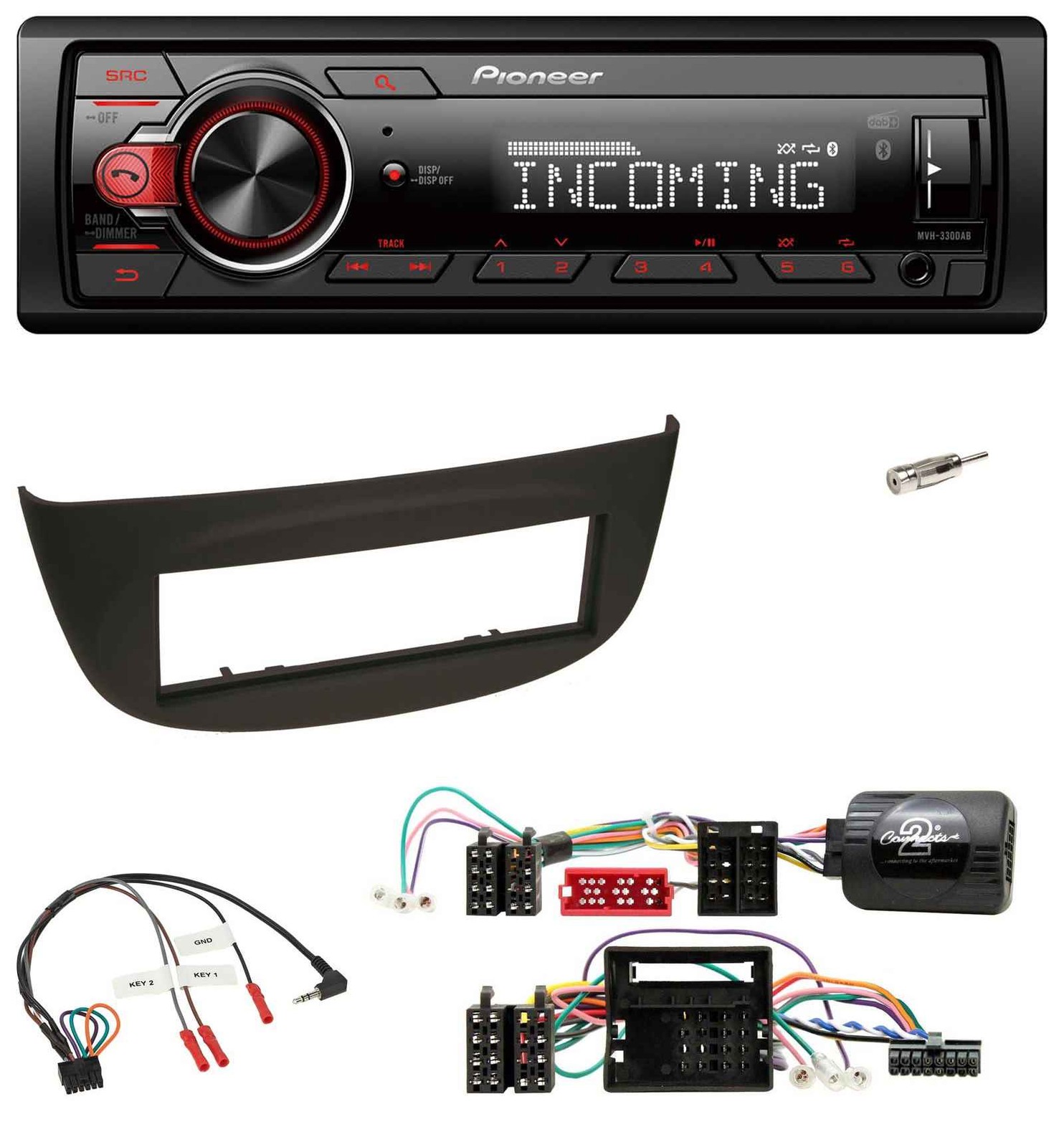 Pioneer Bluetooth USB DAB Steering Wheel Car Stereo for Renault Wind N 2009-2014 Black