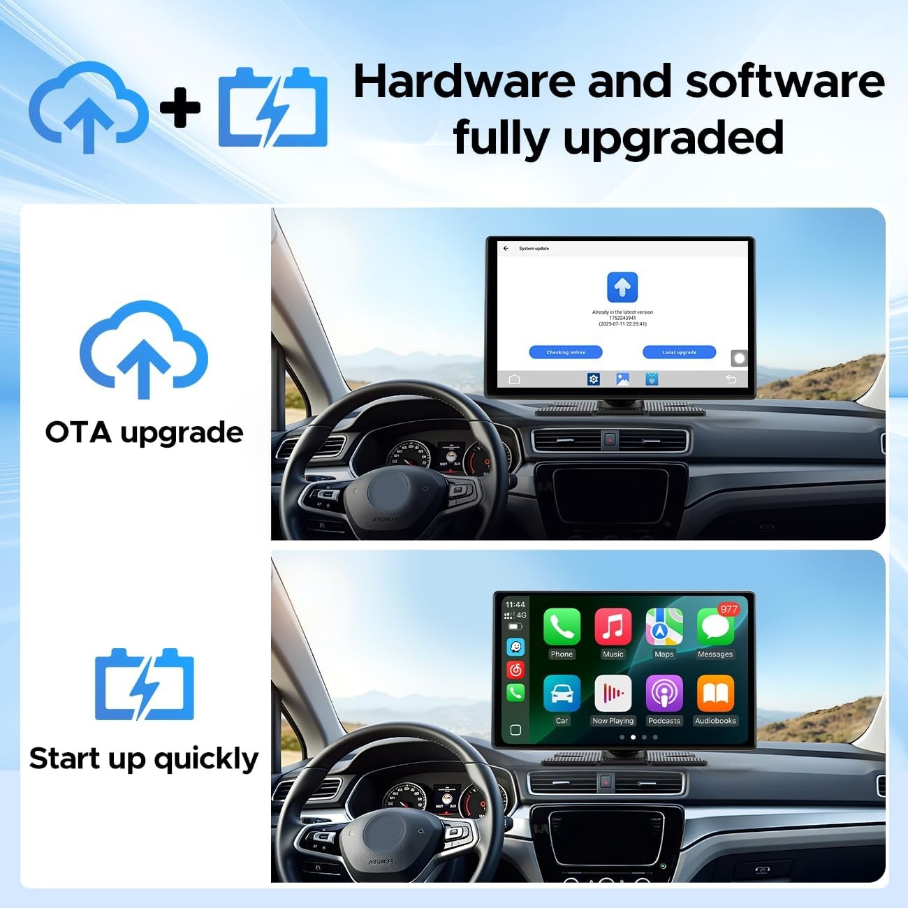 Wireless CarPlay 9″ Touchscreen Android Auto W/ Netflix YouTube TikTok Rear Cam