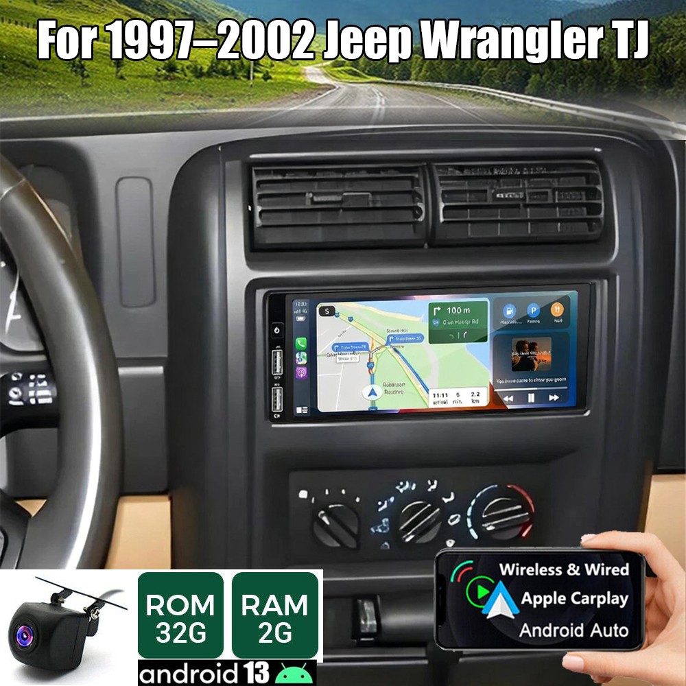 6.8″ Apple Carplay Android Auto For 1997–2002 Jeep Wrangler TJ Car Radio GPS