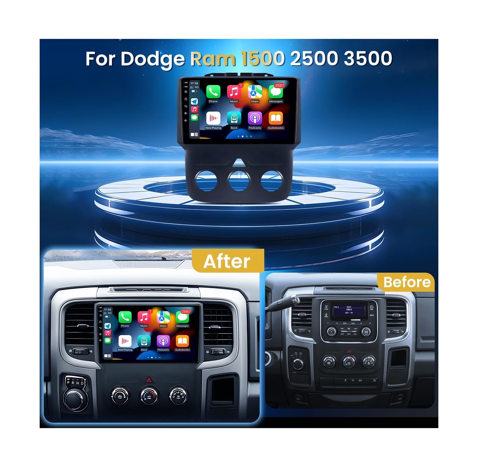Car Stereo Radio for Dodge Ram 2013-2018 : 5GWiFi 8 Core 4+32G Wireless CarPl…