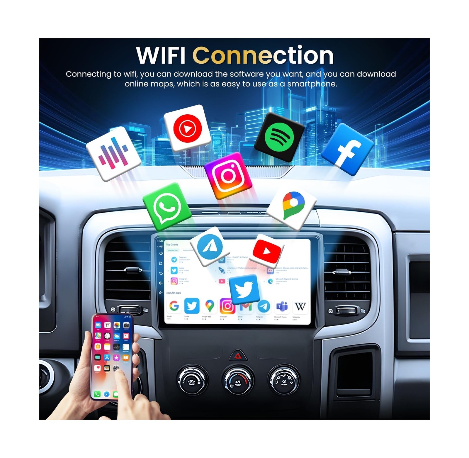 Car Stereo Radio for Dodge Ram 2013-2018 : 5GWiFi 8 Core 4+32G Wireless CarPl…