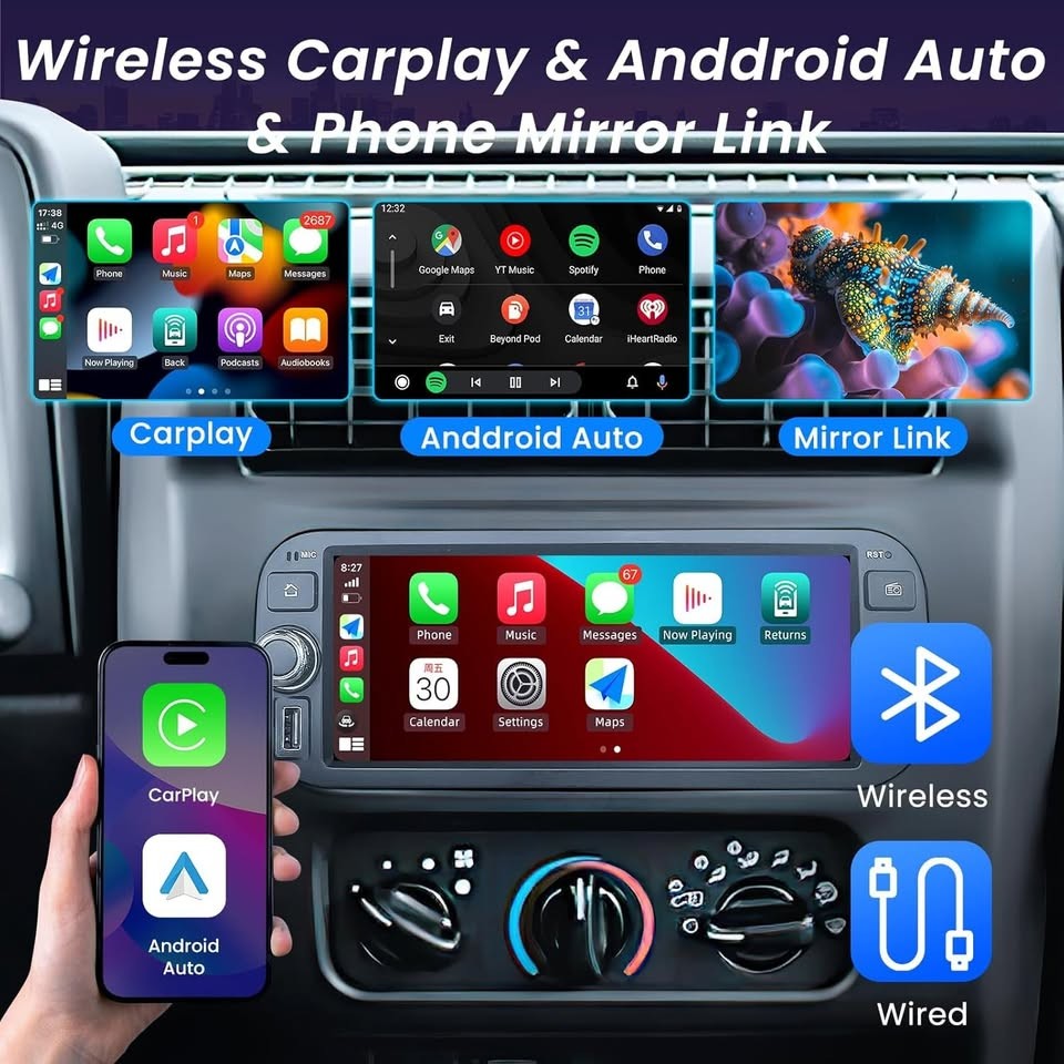 Dodge Ram 2002-2006 Jeep 1999-2006 6.8in CarPlay Android Auto Radio