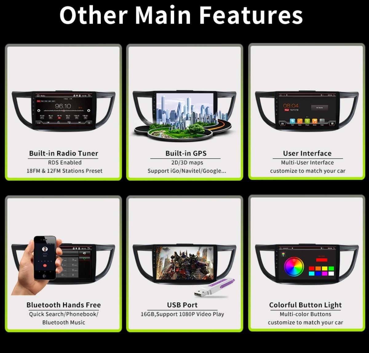 8G+256G Car Radio For Honda CRV 2012-2016 Android 14 GPS NAV BT WIFI CarPlay USB