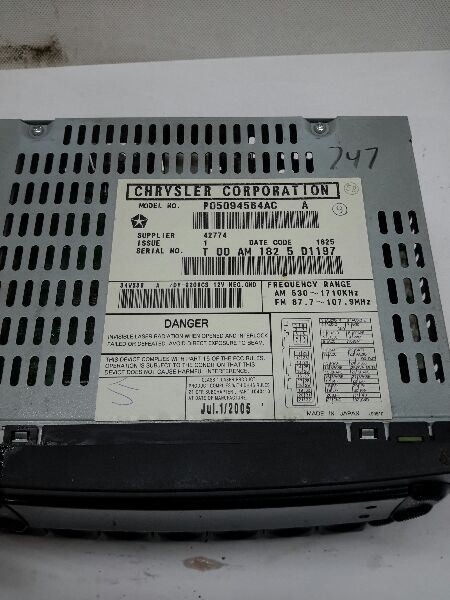 Audio Equipment Radio Receiver Radio Am-fm-cd Fits 04-08 PACIFICA 724721