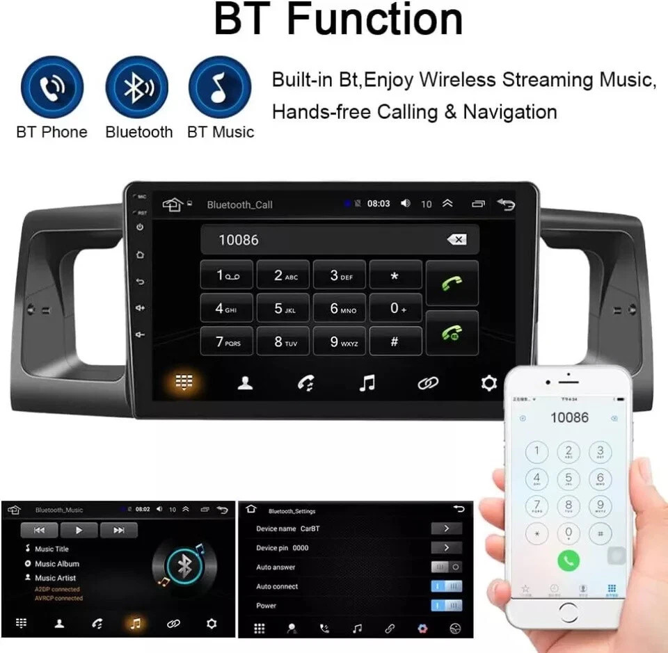 9” Android 15 Car Stereo Radio GPS Navi 4+64G WIFI For Toyota Corolla 2003-2008
