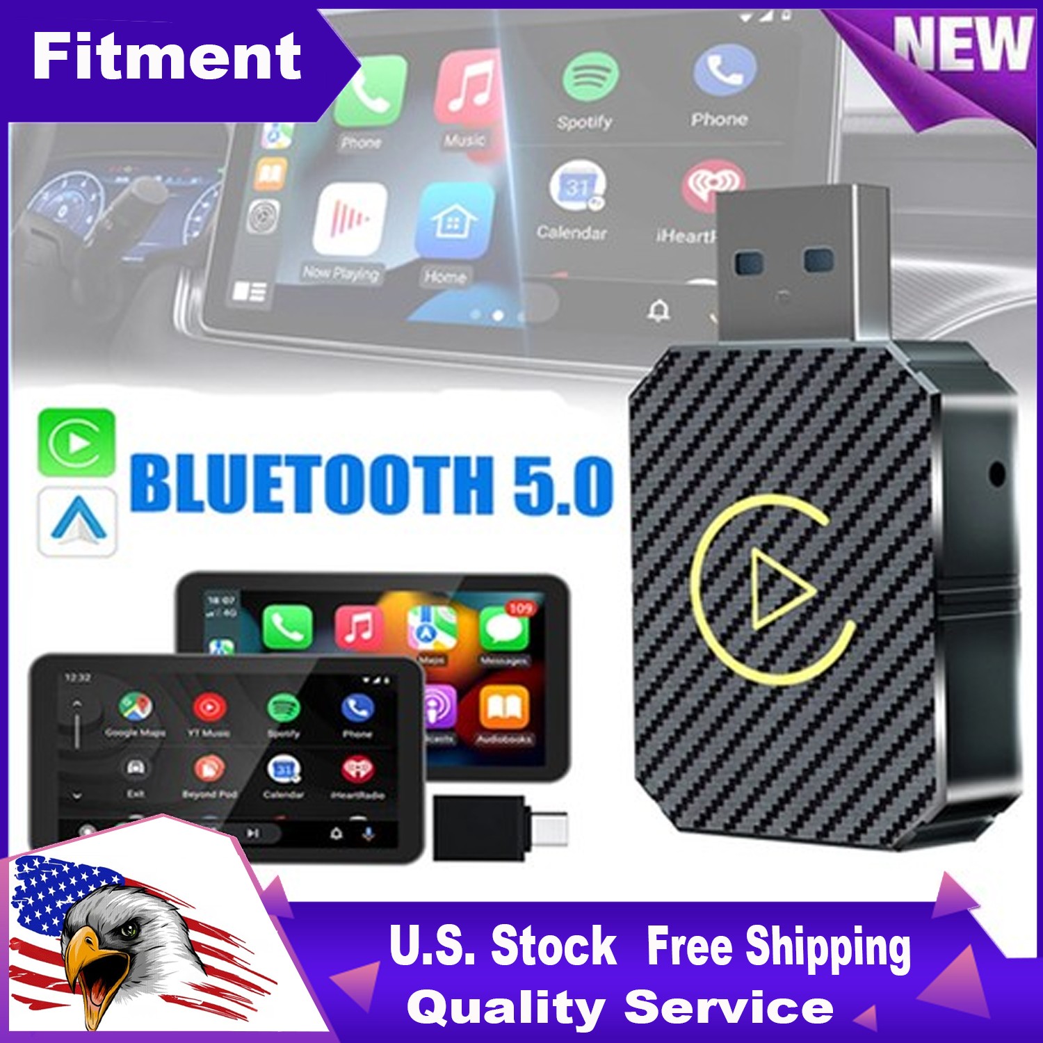 Wireless USB CarPlay Adapter Wireless Carplay Dongle For iPhone Apple Plug &Play