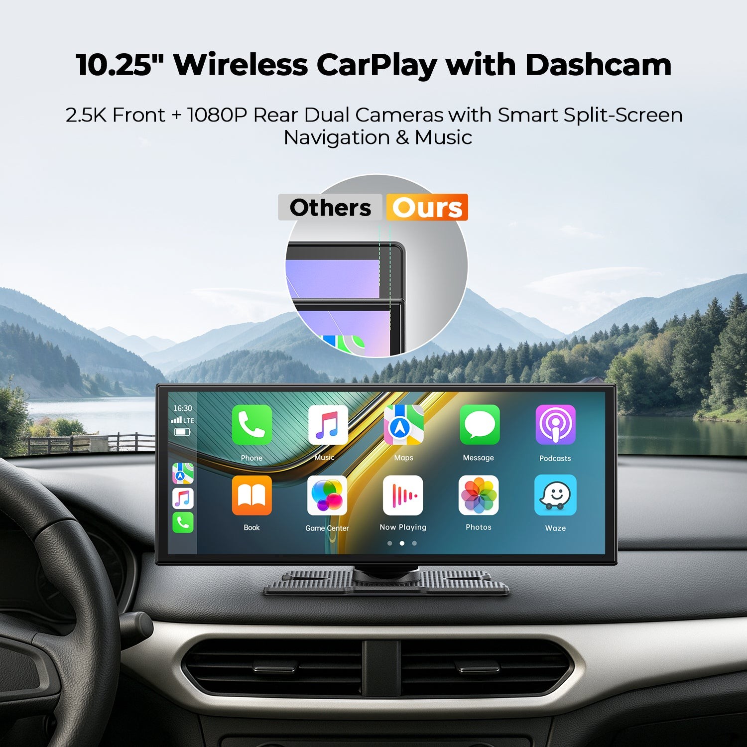 Portable 10.25″ Wireless Apple CarPlay Android Auto Reverse Cam Car Radio Stereo