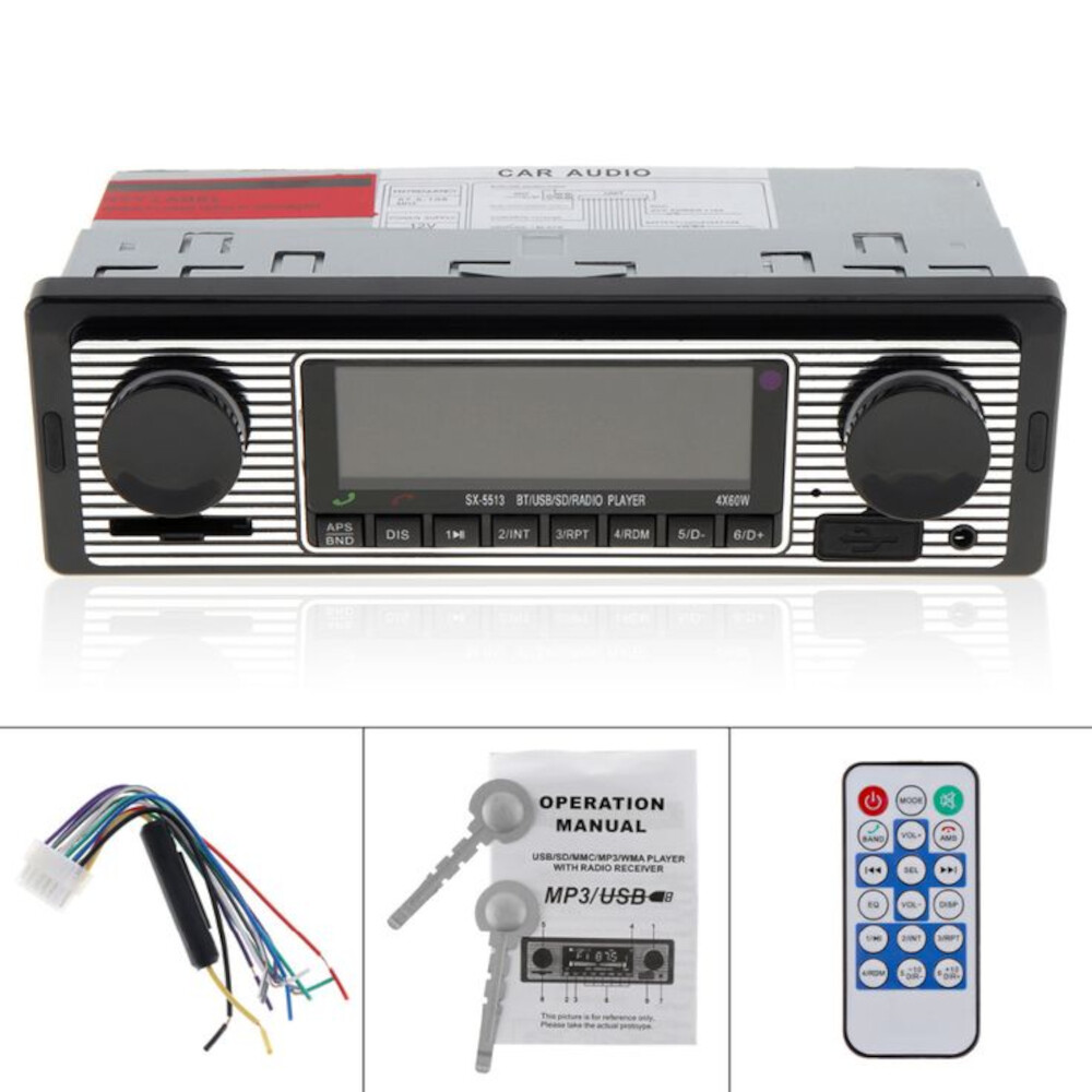 Retro Car Bluetooth Compatible Radio MP3 Player Stereo USB/AUX/SD/ISO/FM Classic
